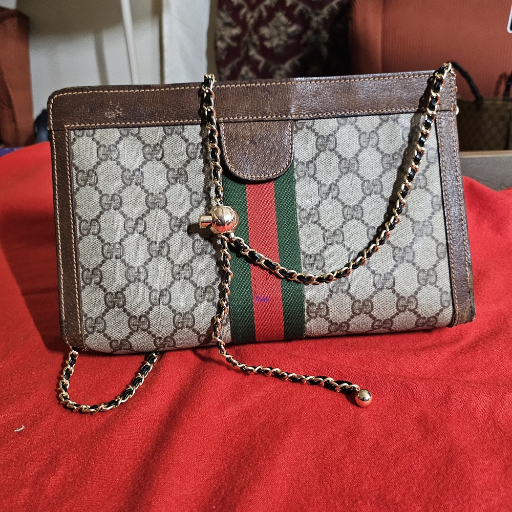 Gucci GG Canvas Web Stripe Crossbody Bag in Brown/Beige/Green/Red